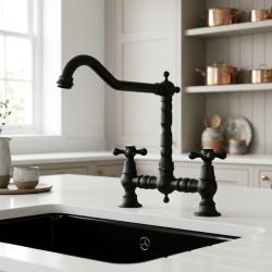 classic-black-kitchen-faucet-with-cross-handles